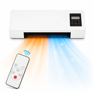 Ventilador Calefactor Eléctrico de Pared 2 en 1 de 2000W Pantalla LED Control Remoto
