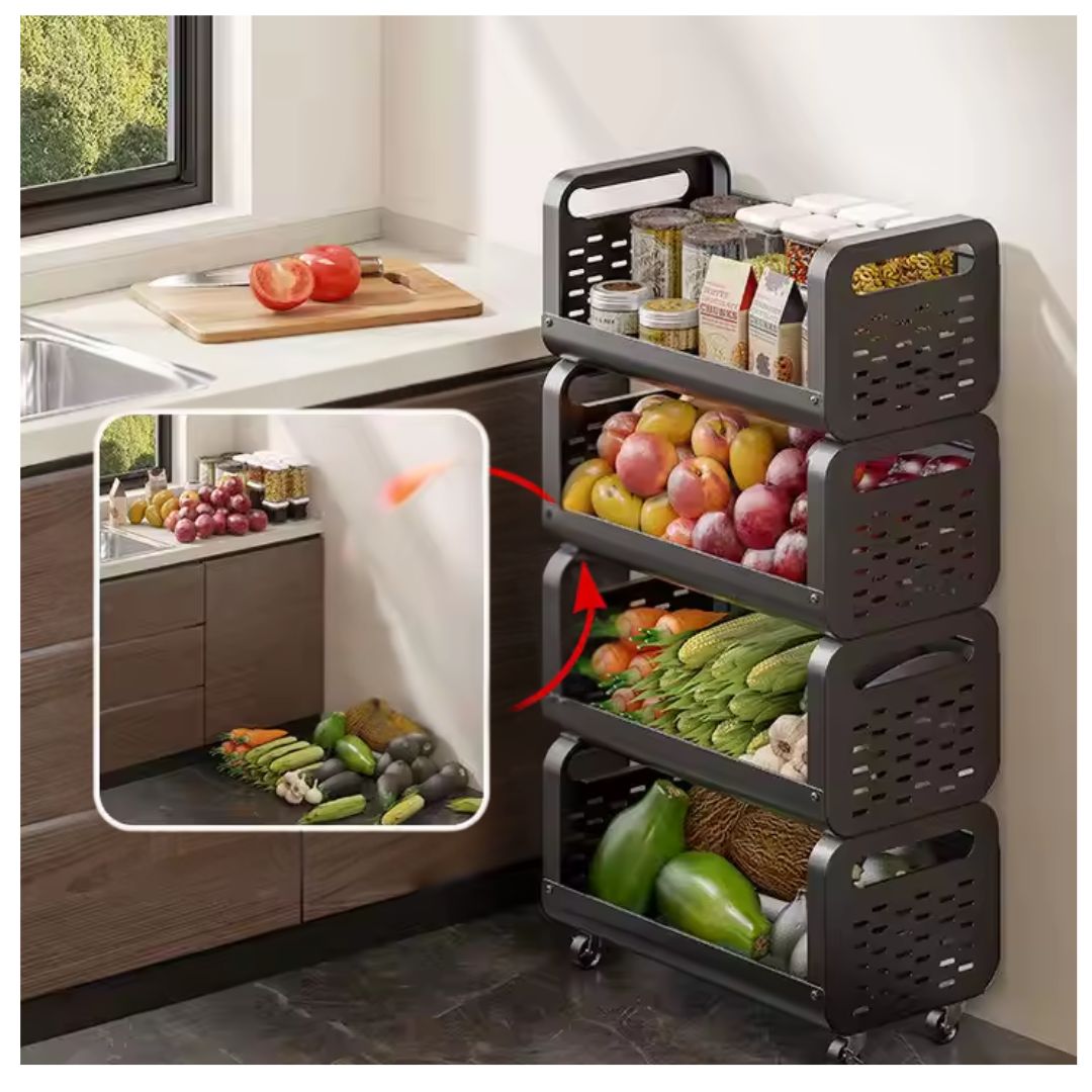 Estante Organizador de Cocina Carrito de Almacenamiento Multiusos de 4 niveles