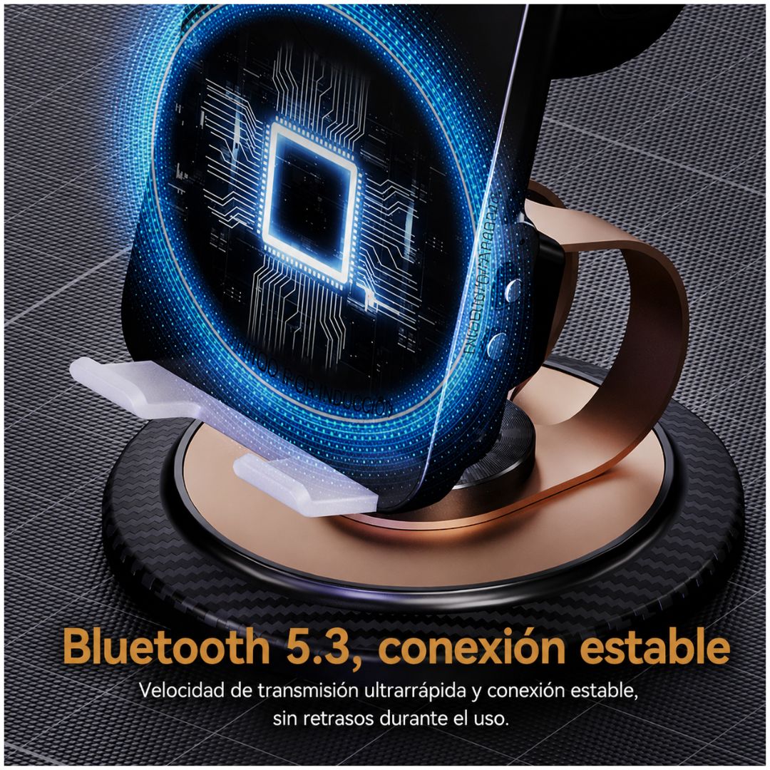 Soporte para Celular 360° con Parlante Integrado Conectividad Inducción Bluetooth 5.3