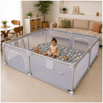 Corral de Juegos para Bebé 200x200 cm con Malla de Seguridad 2 Puertas con Cierre