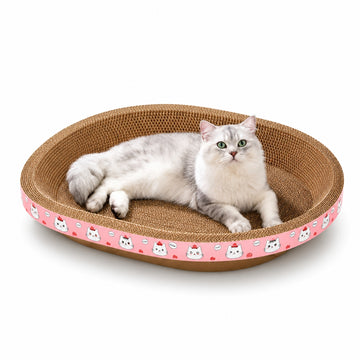 Cama Rascador Ovalado para Gato Corrugado de Alta Densidad 30x50cm