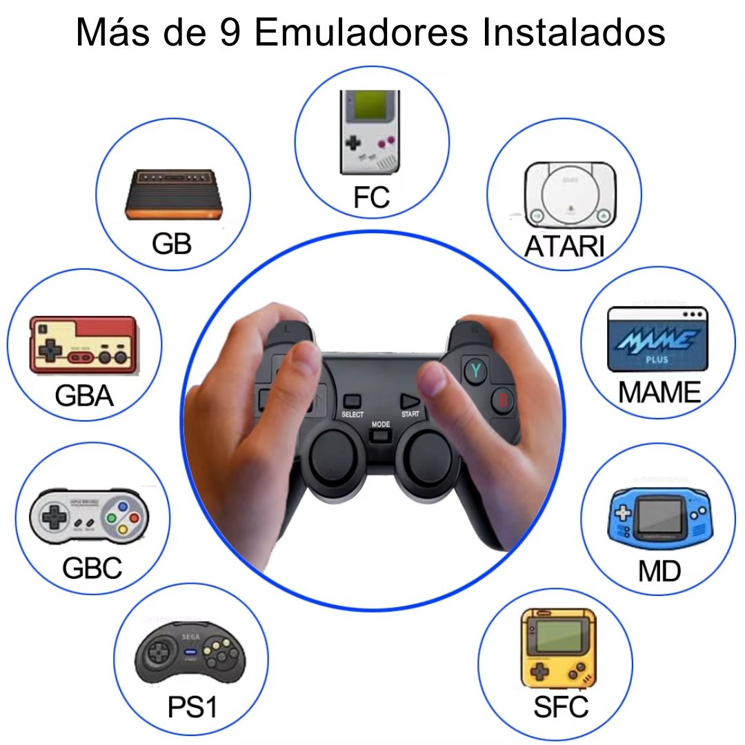 Mini Consola Retro Portátil de TV 10000 Juegos 2 Mandos Inalámbricos