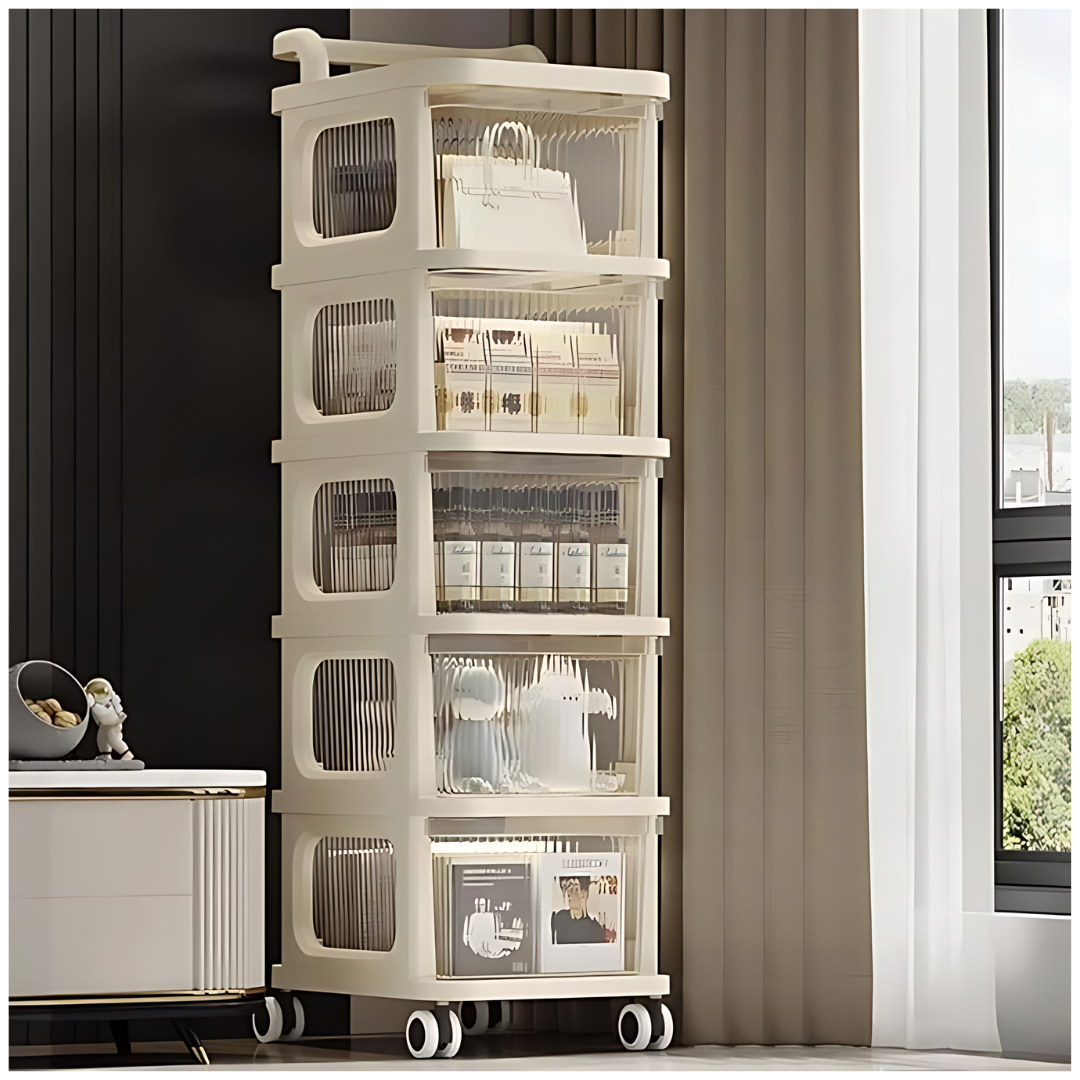 Organizador de Acrílico Multiusos de 5 Niveles con Ruedas