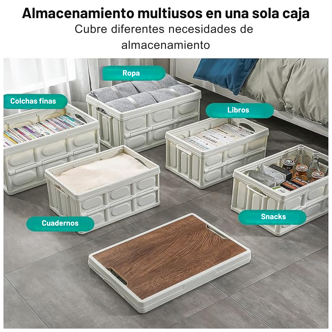 Caja de Almacenamiento con Tapa Apilable y Plegable de 36 cm