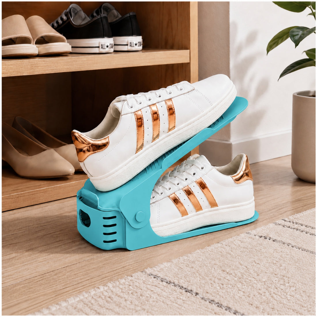 Pack x10 Organizadores de Zapatos Azul Altura Ajustable Plegable