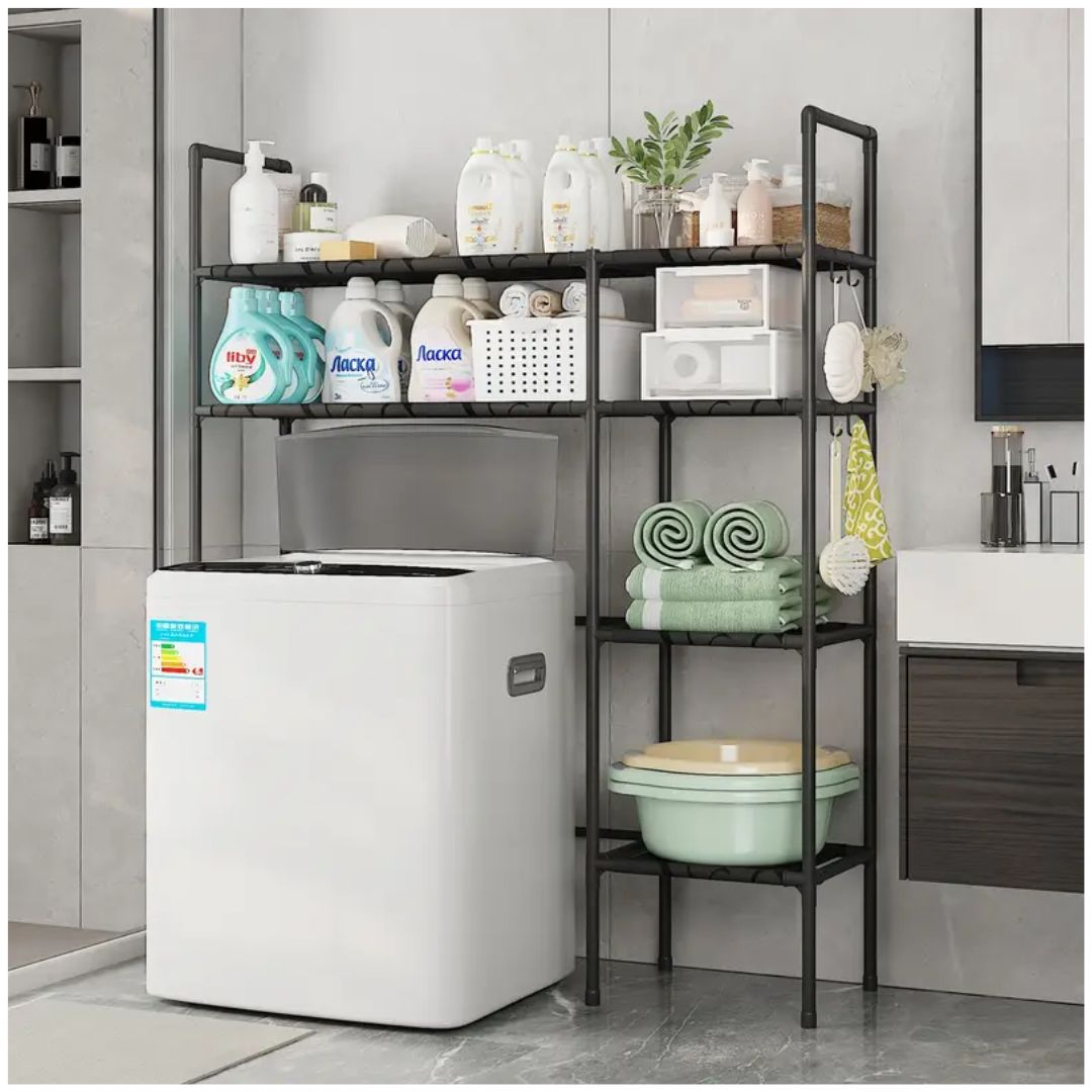 Estante Organizador Multiusos para Lavadora Baño 2 Niveles 2 Cuerpos 138x106x25cm
