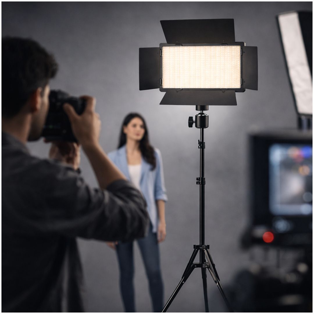 Panel Luz LED RL1200 Iluminación de Estudio Fotografía + Trípode + Control Remoto