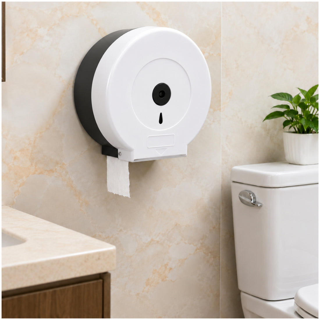 Dispensador de Papel Higiénico Jumbo de Pared con Visor y Cierre de Seguridad