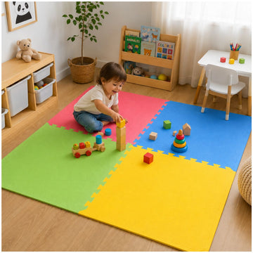 Pack x4 Piso Espuma Infantil 120x120cm Tapete Acolchado Antideslizante Bebés y Niños