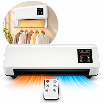 Calefactor de Pared 2 en 1 Frío/Calor 1500W con Control Remoto y Secador de Ropa