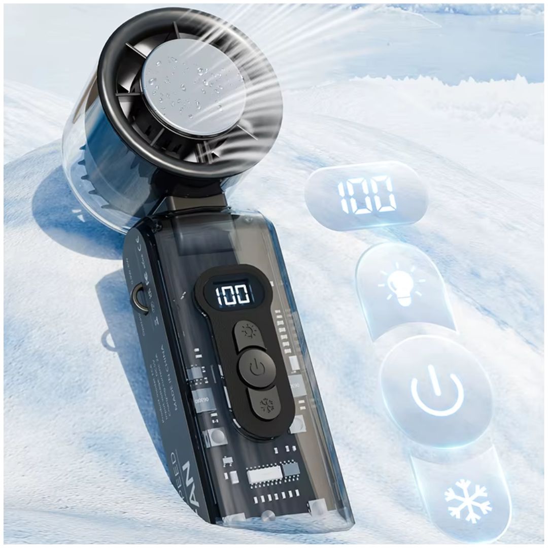 Ventilador Portátil  FC8 Recargable Alta Velocidad con Refrigeración Pantalla LED