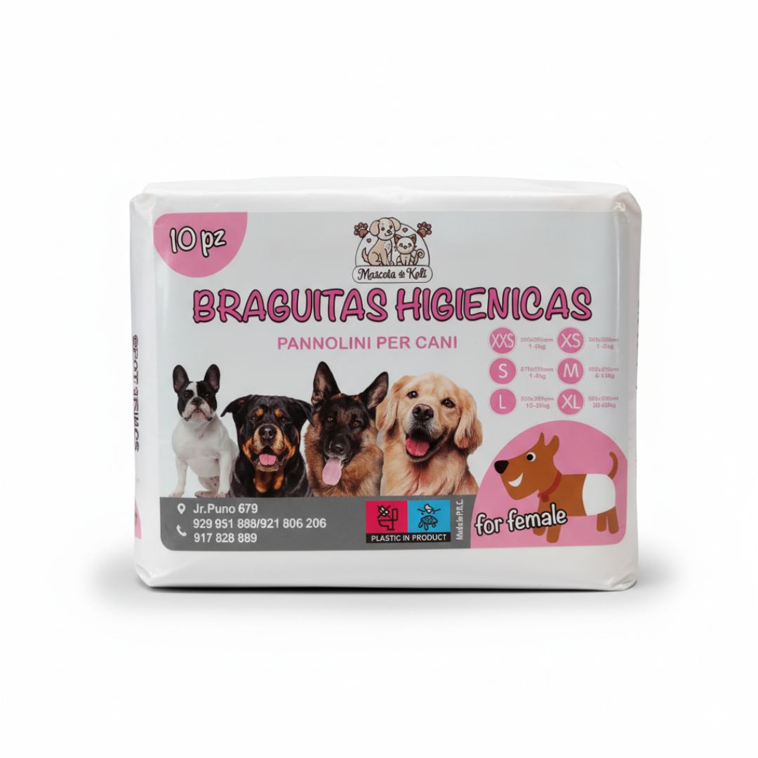 Pack x10 Pañal para Perros Hembra Celo Perras Talla S Absorbente Ajustable