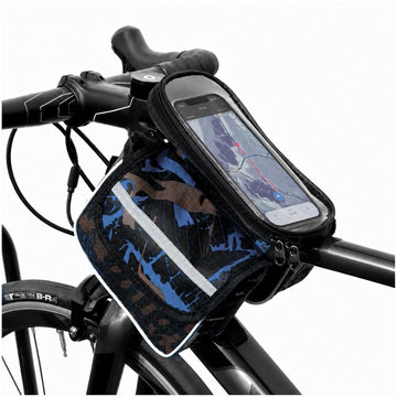 Canguro Portaobjetos para Bicicleta con Doble Compartimento y Porta Celular Táctil