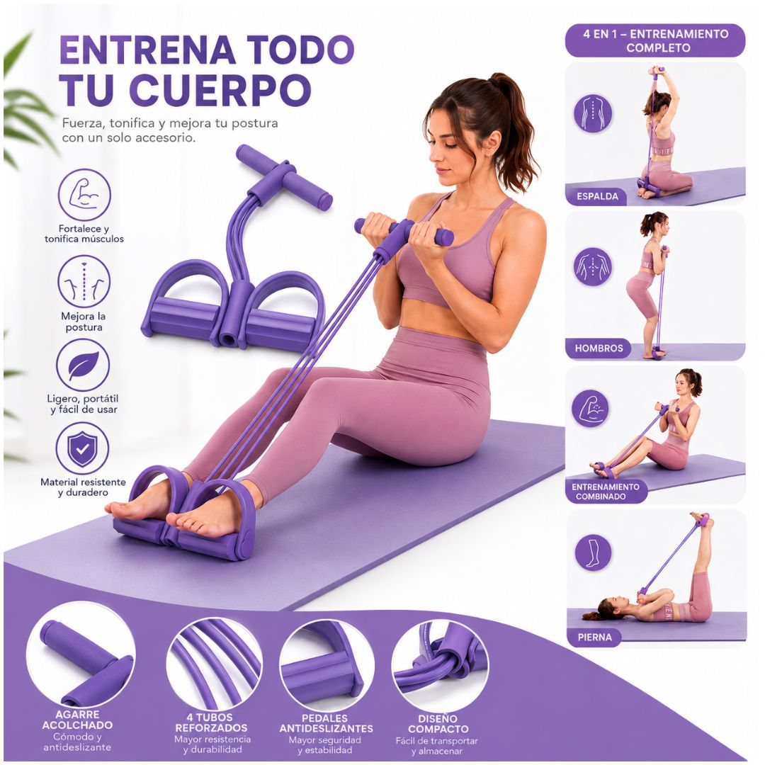 Ligas de Resistencia Tracción con Pedal Entrenamiento Ejercicios en Casa Morado