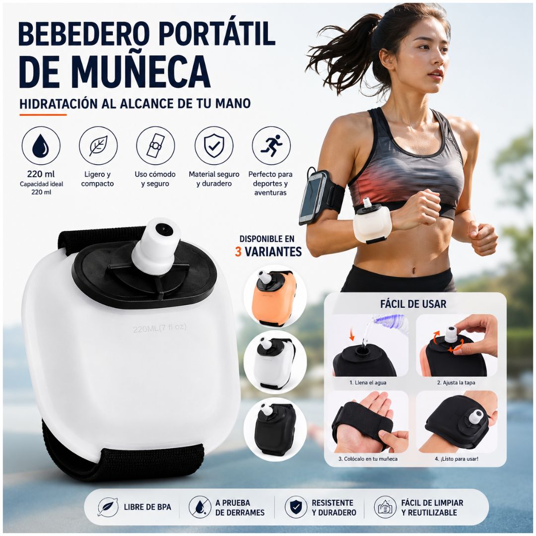 Botella Bebedero Portátil de Muñeca 220 ml para Entrenamiento Correr Ciclismo