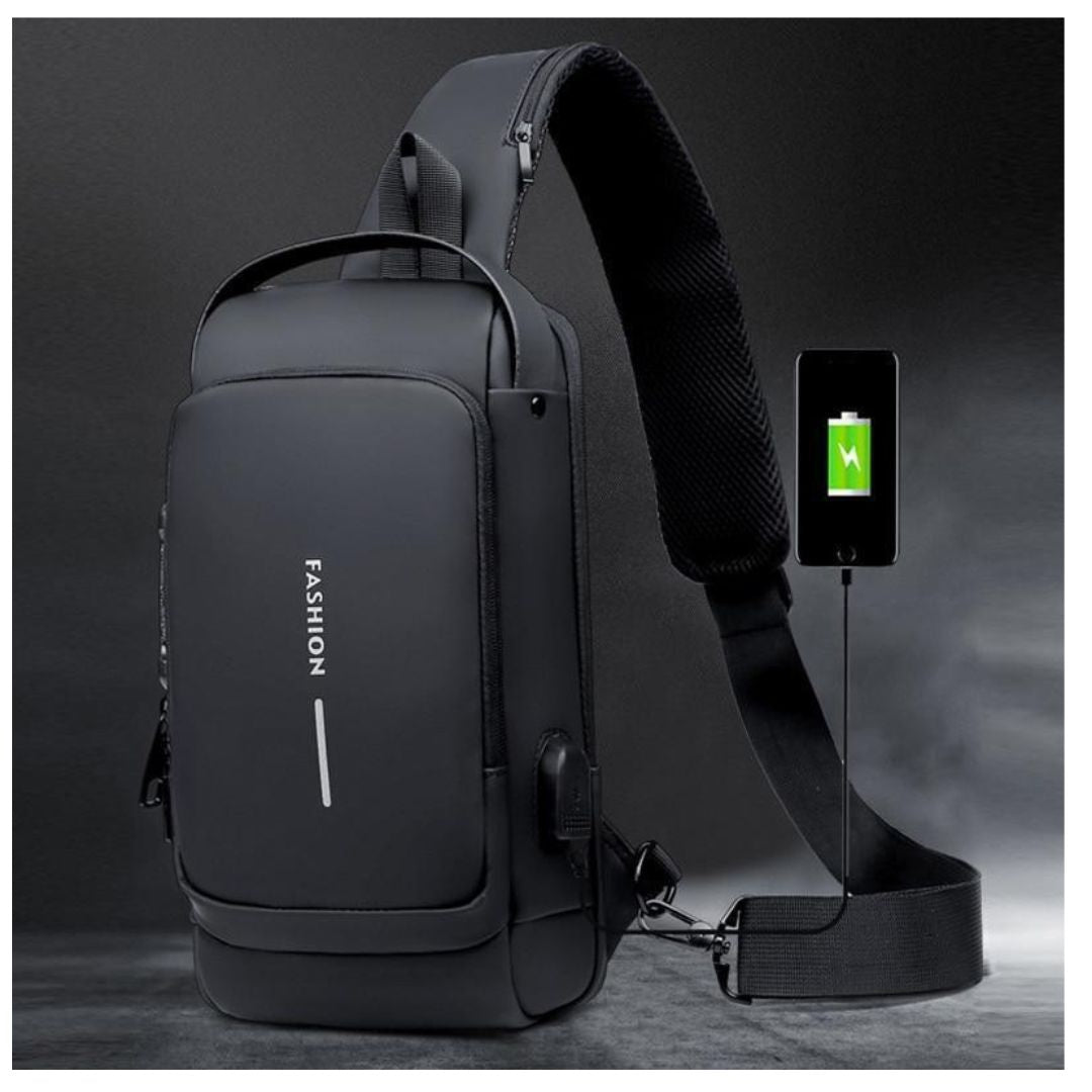 Mochila Cruzada con Clave Antirrobo Impermeable Carga Usb