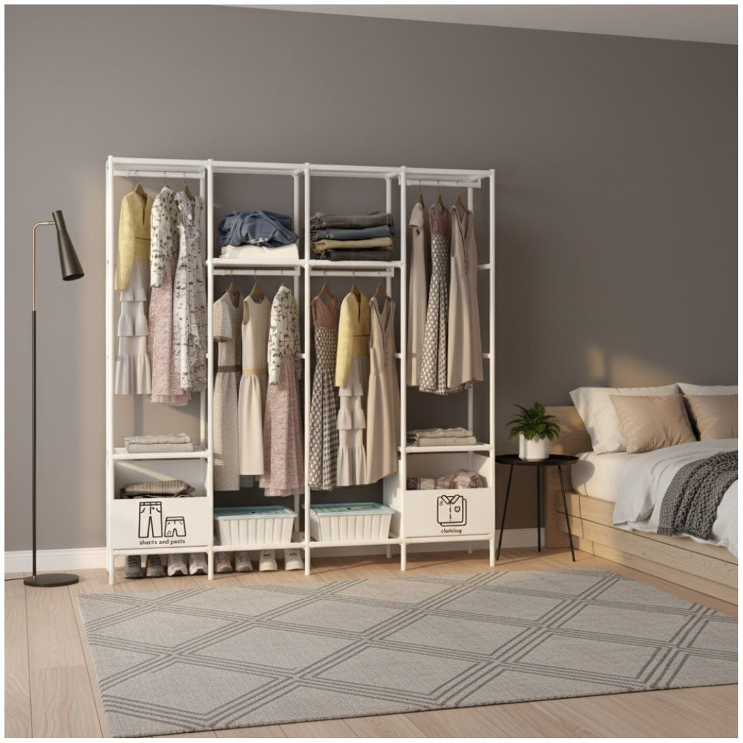 Ropero Colgador Multifuncional Organizador de Ropa 4 Cuerpos 170x170x39cm