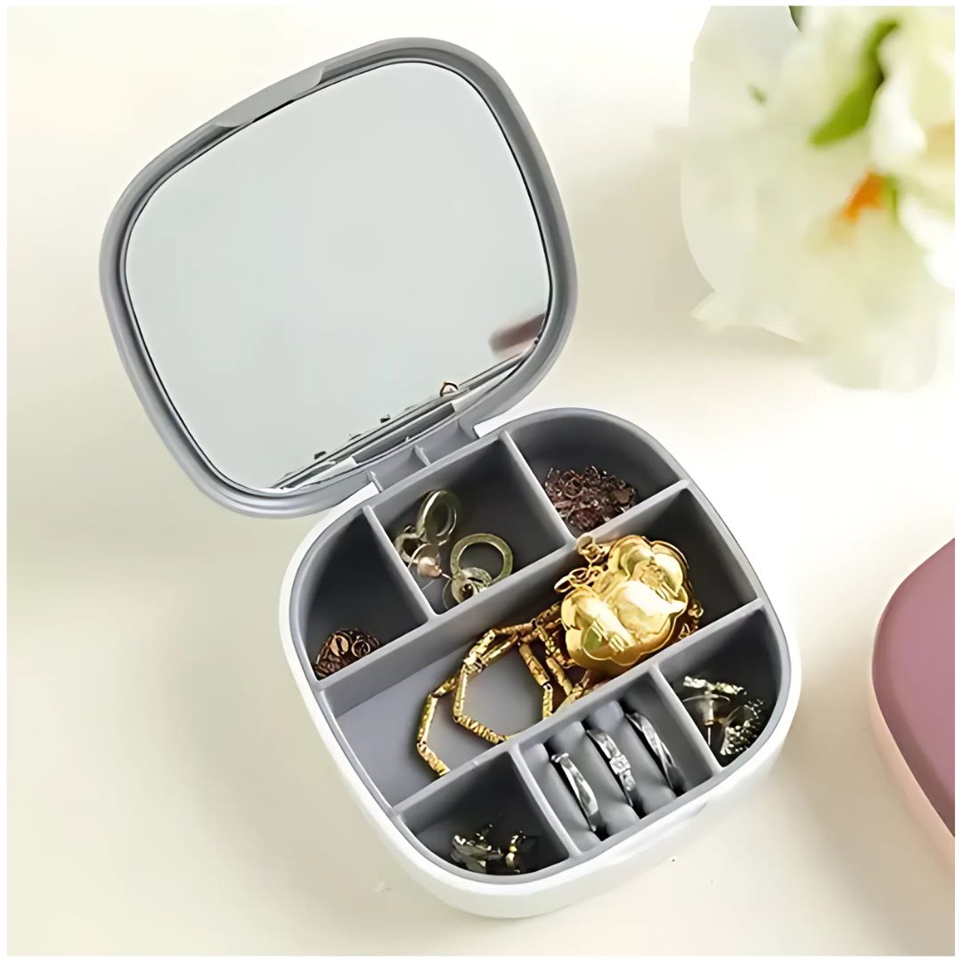 Joyero Organizador de Joyas con Espejo Portátil Multiusos