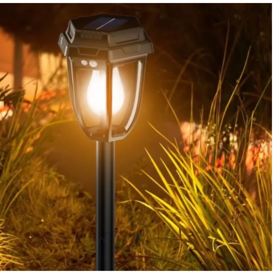 Lámpara con Panel Solar Tipo Estaca LE-LT0021 Impermeable Sensor Movimiento