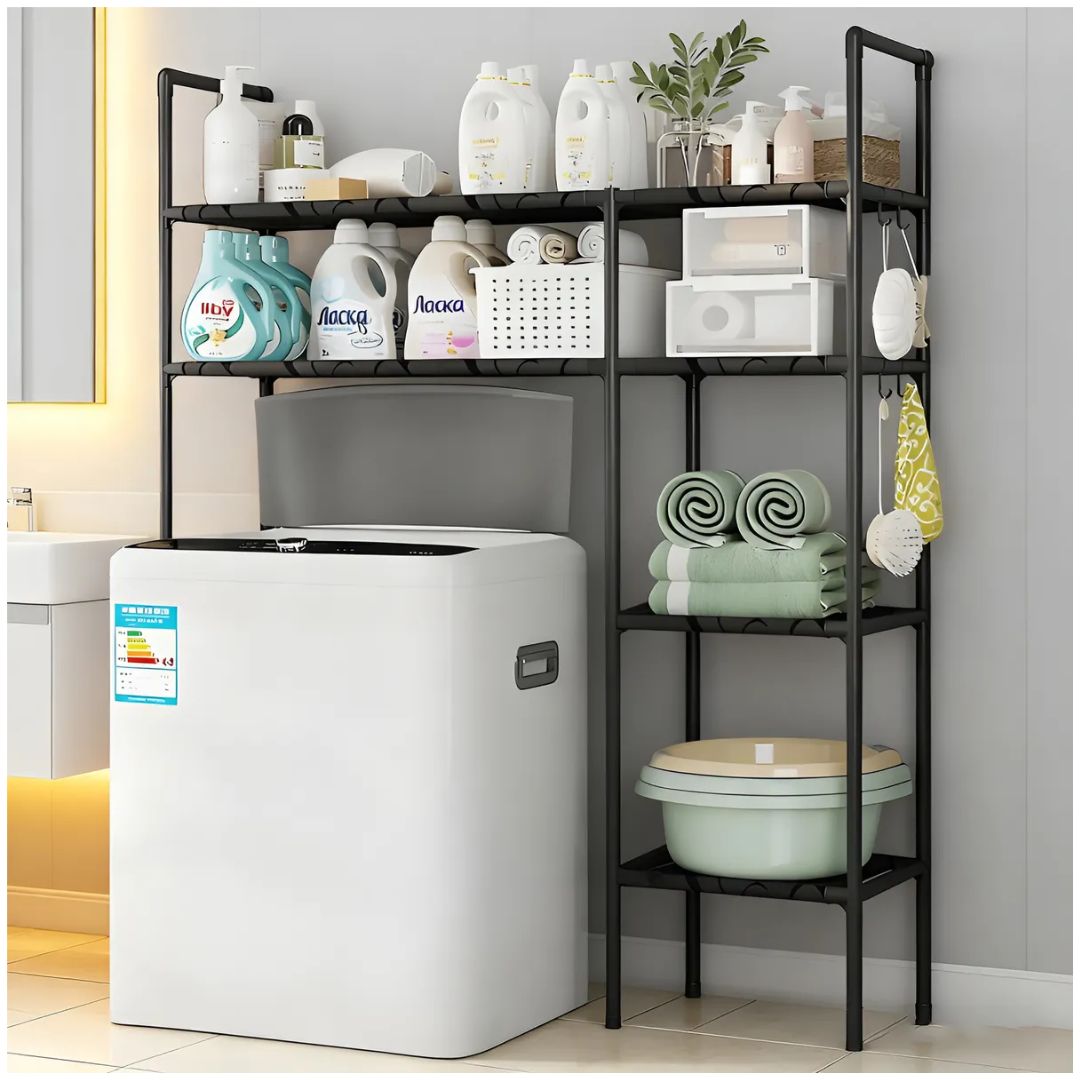 Estante Organizador Multiusos para Lavadora Baño 2 Niveles 2 Cuerpos 138x106x25cm