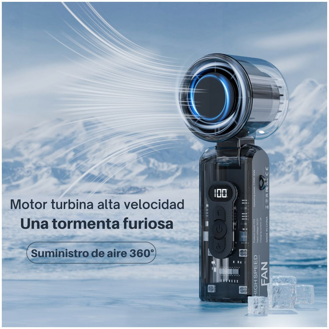 Ventilador Portátil  FC8 Recargable Alta Velocidad con Refrigeración Pantalla LED