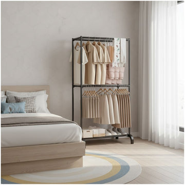 Colgador Organizador de Ropa y Zapatos 2 Niveles 4 Barras 180x73x44cm