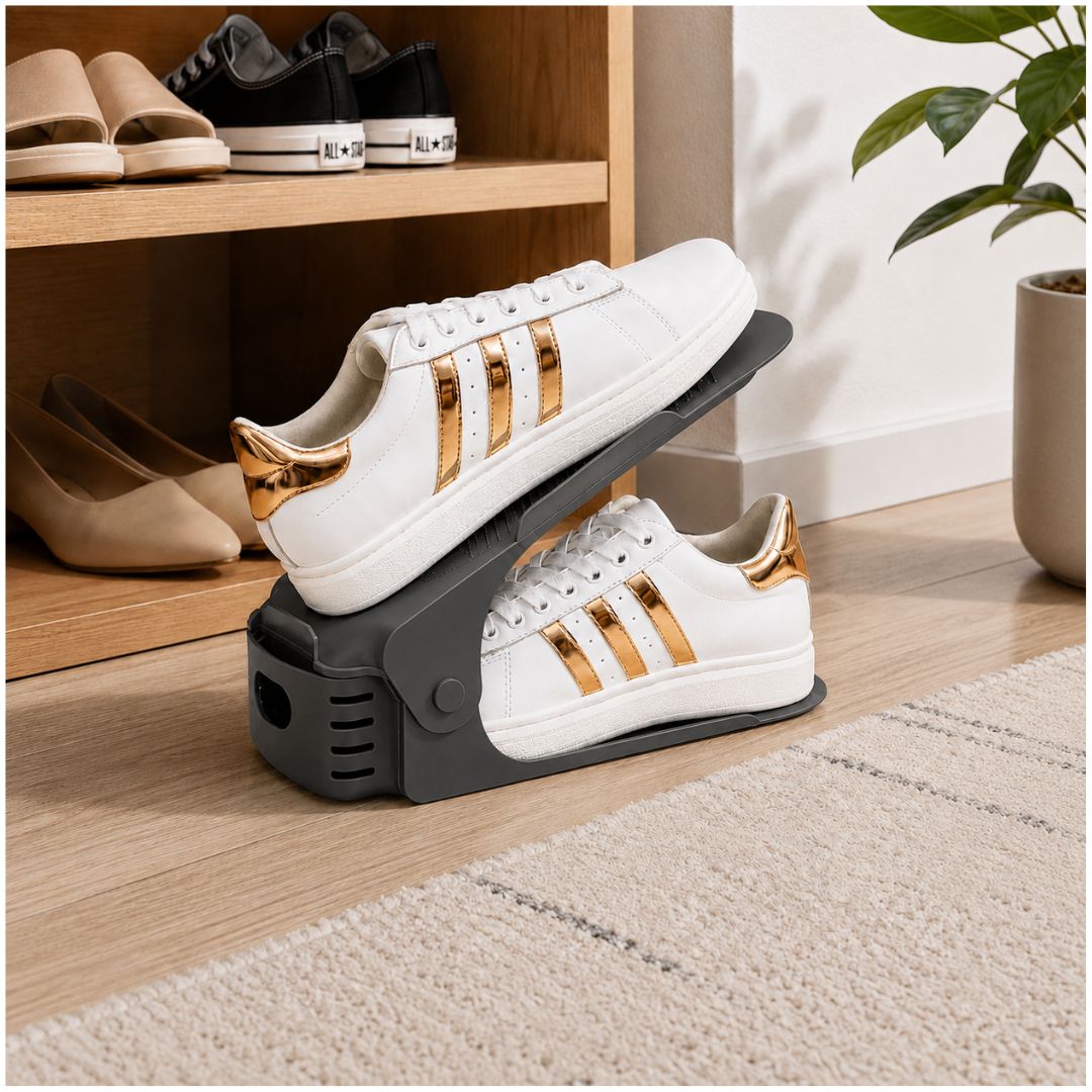 Pack x10 Organizadores de Zapatos Gris Altura Ajustable Plegable