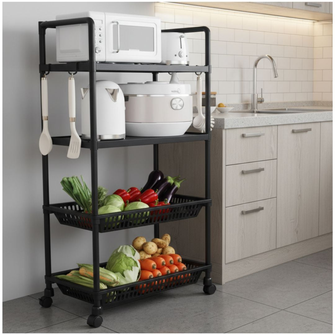 Carrito Organizador de Cocina Multiusos 4 Niveles con Ruedas 123x49x35CM