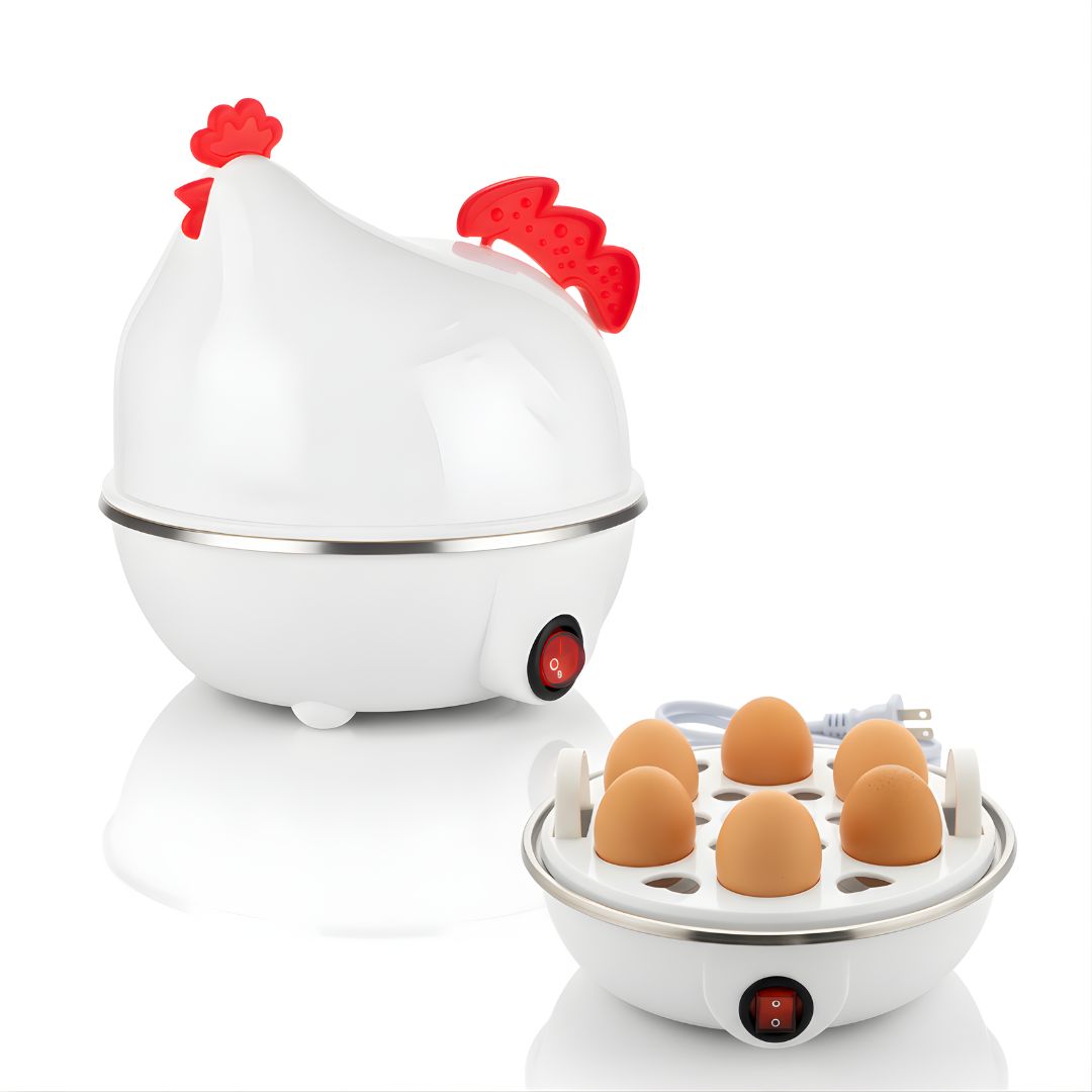 Hervidor Eléctrico de Huevos al Vapor Forma de Gallina 7 Huevos