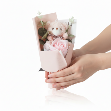 Ramo De Rosas Con Peluche De Oso En Caja Detalle San Valentín