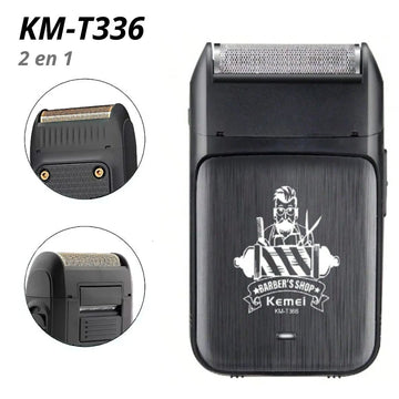 Máquina Afeitadora Eléctrica Recargable Shaver KEMEI T366 2 en 1 Rasuradora + Patillera