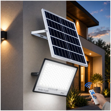 Lámpara Panel Solar Reflector 800W Impermeable 644 LEDs Control Remoto