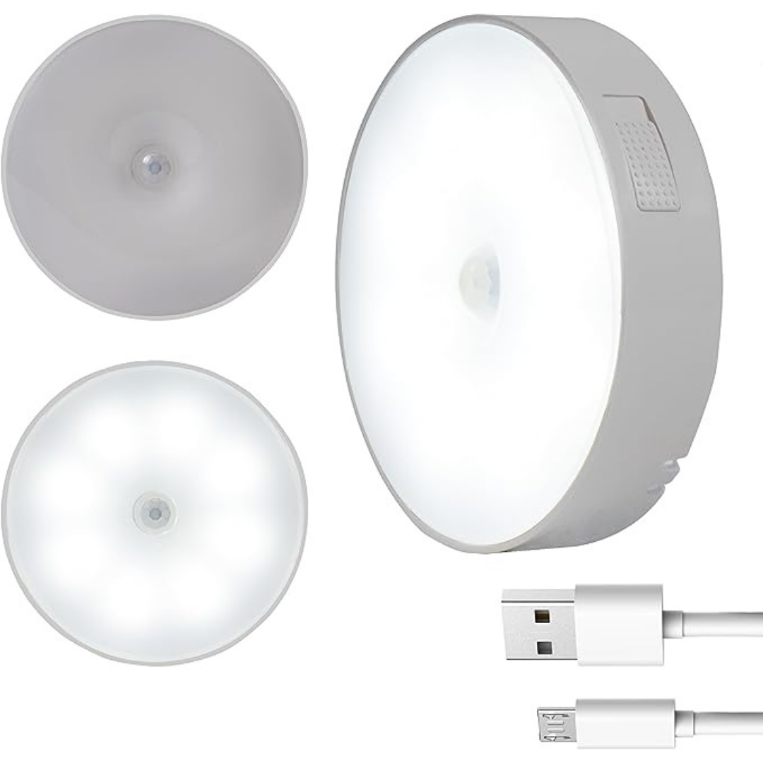 Pack de 2 Foco Lámpara Led con Sensor de Movimiento Recargable USB