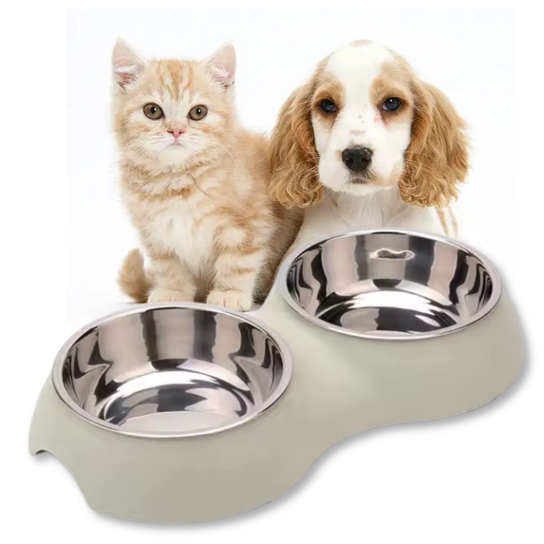 Plato con Doble Canto para Mascota Comedero Bebedero Perros y Gatos