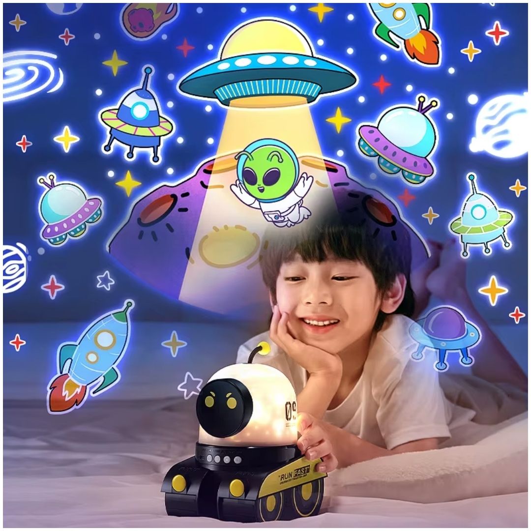 Robot Lámpara Proyector de Estrellas Galaxia Luces con Música para Niños