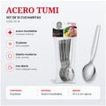 Ficha del set de 12 cucharitas Acero Tumi de acero inoxidable de 14 x 3 cm
