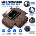 Organizador de Reposabrazos para Auto con Portavasos, Porta Pañuelos y Compartimentos Marrón
