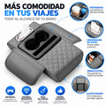 Organizador de Reposabrazos para Auto con Portavasos, Porta Pañuelos y Compartimentos Gris