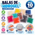 Ficha de balas de hidrogel pack de 10 bolsas con modo de uso