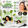 Shampoo Tinte Dexe Deluxe Brown Black Negro Castaño Cubre Canas 10 Sachets
