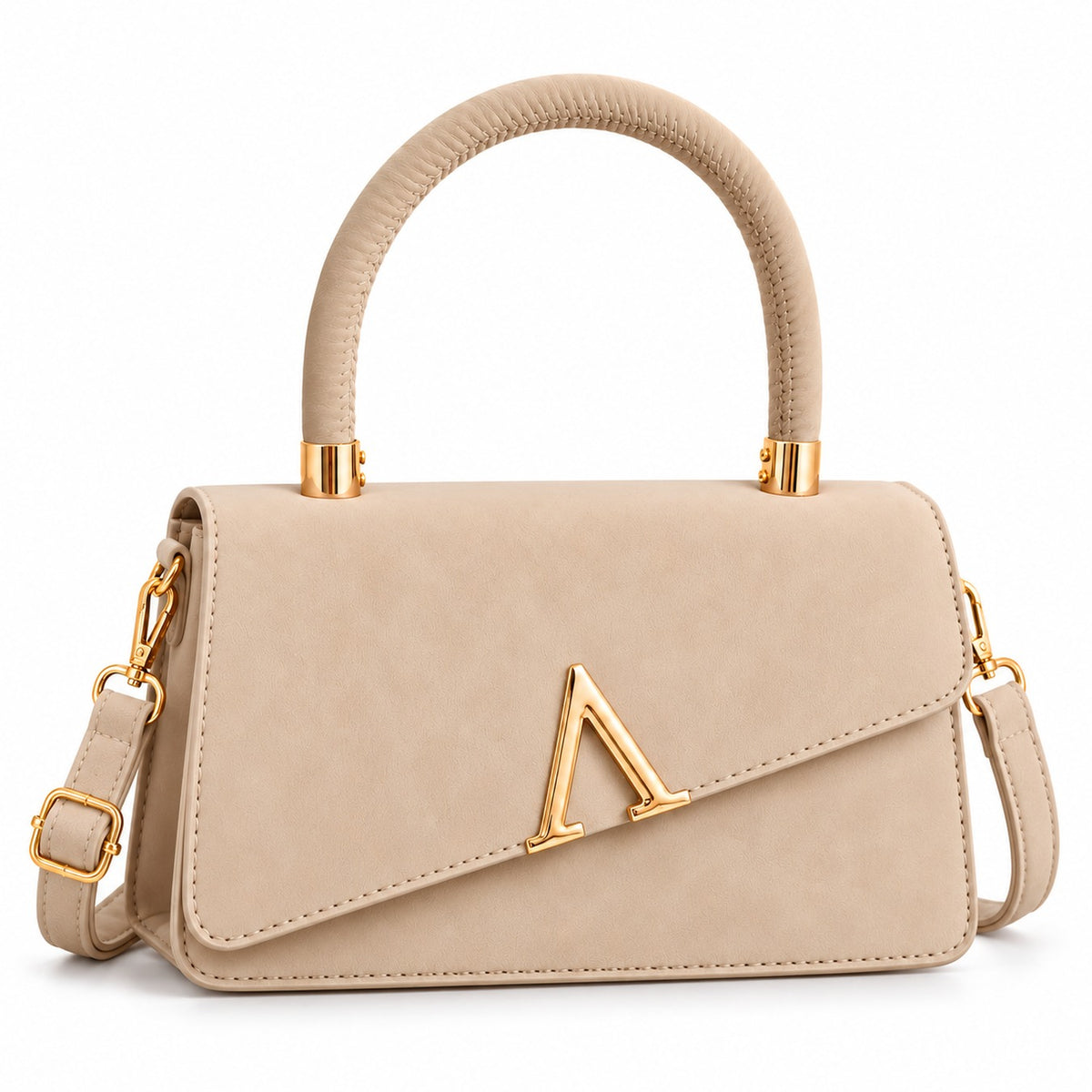 Cartera de Mujer Elegante con Asa y Correa Ajustable color Beige - imagen 10