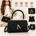Cartera de Mujer Elegante con Asa y Correa Ajustable color Negro - imagen 4
