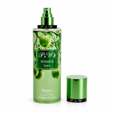 Perfume Mujer 250ml Colonia Corporal P&W Fragancia Manzana Verde con Brillo