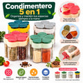 Condimentero Organizador de Especias 5 Compartimientos con Tapas Individuales – Color Aleatorio