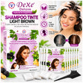 Shampoo Tinte Dexe Deluxe Light Brown Castaño Claro Cubre Canas 10 Sachets x 25 ml
