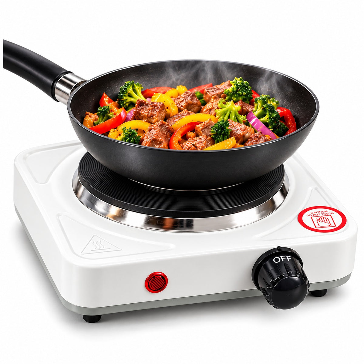 Cocina Eléctrica Portátil de 1 Hornilla 1000W con Termostato Regulable Blanca