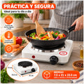 Cocina Eléctrica Portátil de 1 Hornilla 1000W con Termostato Regulable Blanca