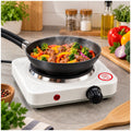 Cocina Eléctrica Portátil de 1 Hornilla 1000W con Termostato Regulable Blanca