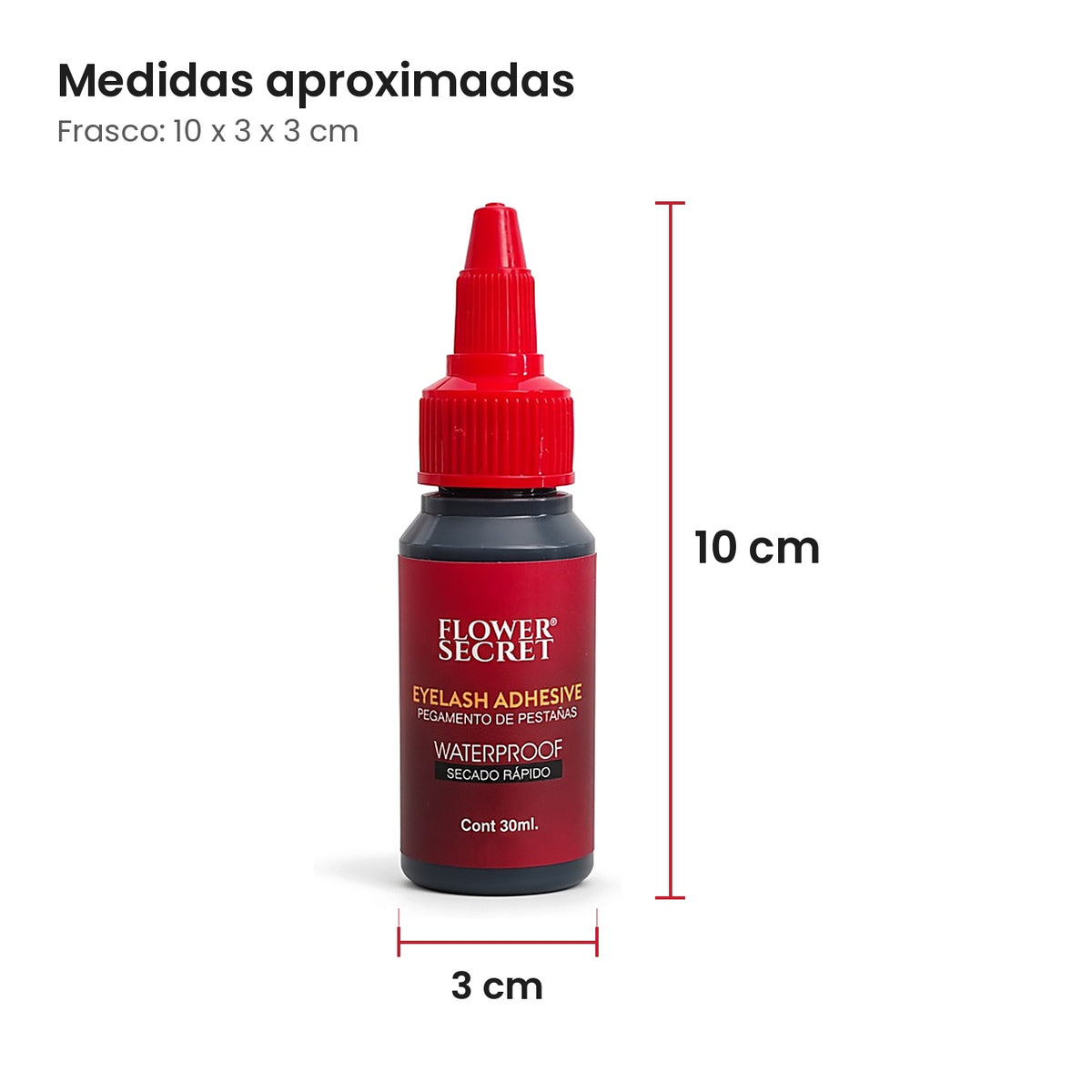 Medidas aproximadas del frasco: 10 x 3 x 3 cm