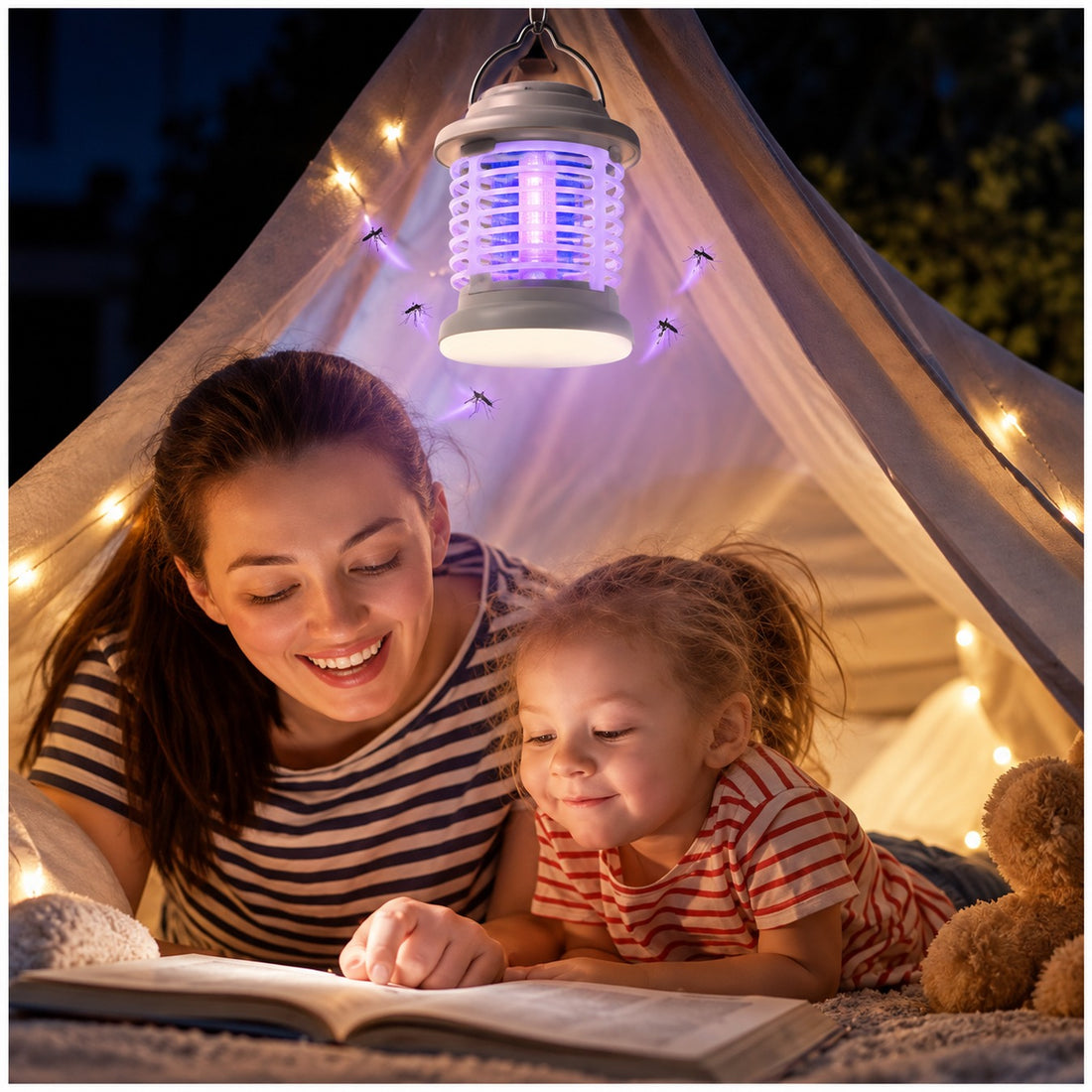 Lámpara Mata Mosquitos Eléctrica UV Recargable USB 2 en 1 con Luz LED Portátil 5W